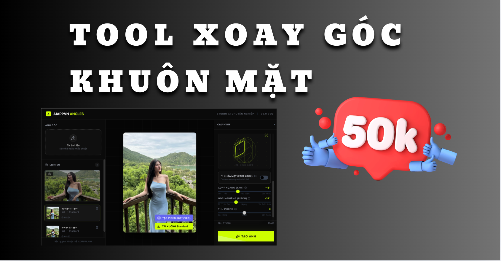 🎭 Tool xoay các góc mặt khác của khuôn mặt